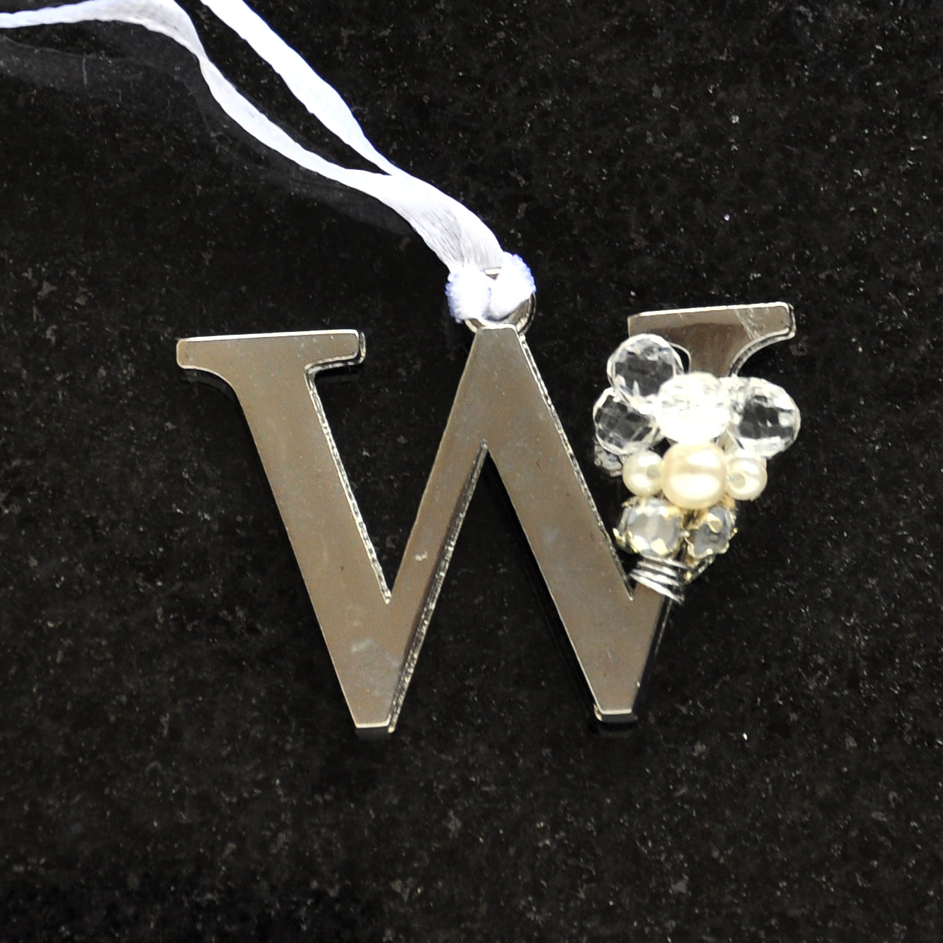 Alphabet Letter Silver Jewelled Tree Decorations