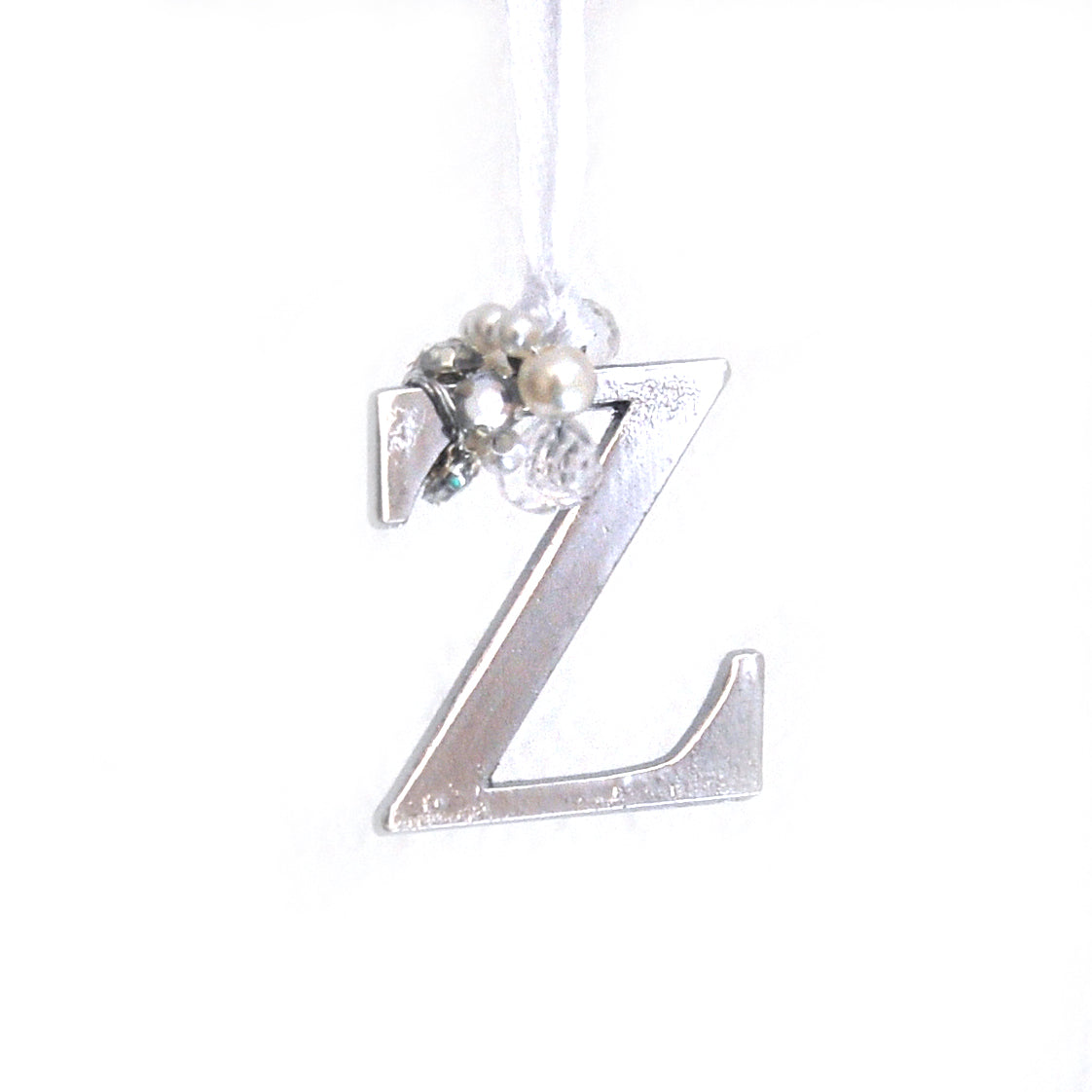 Alphabet Letter Silver Jewelled Tree Decorations