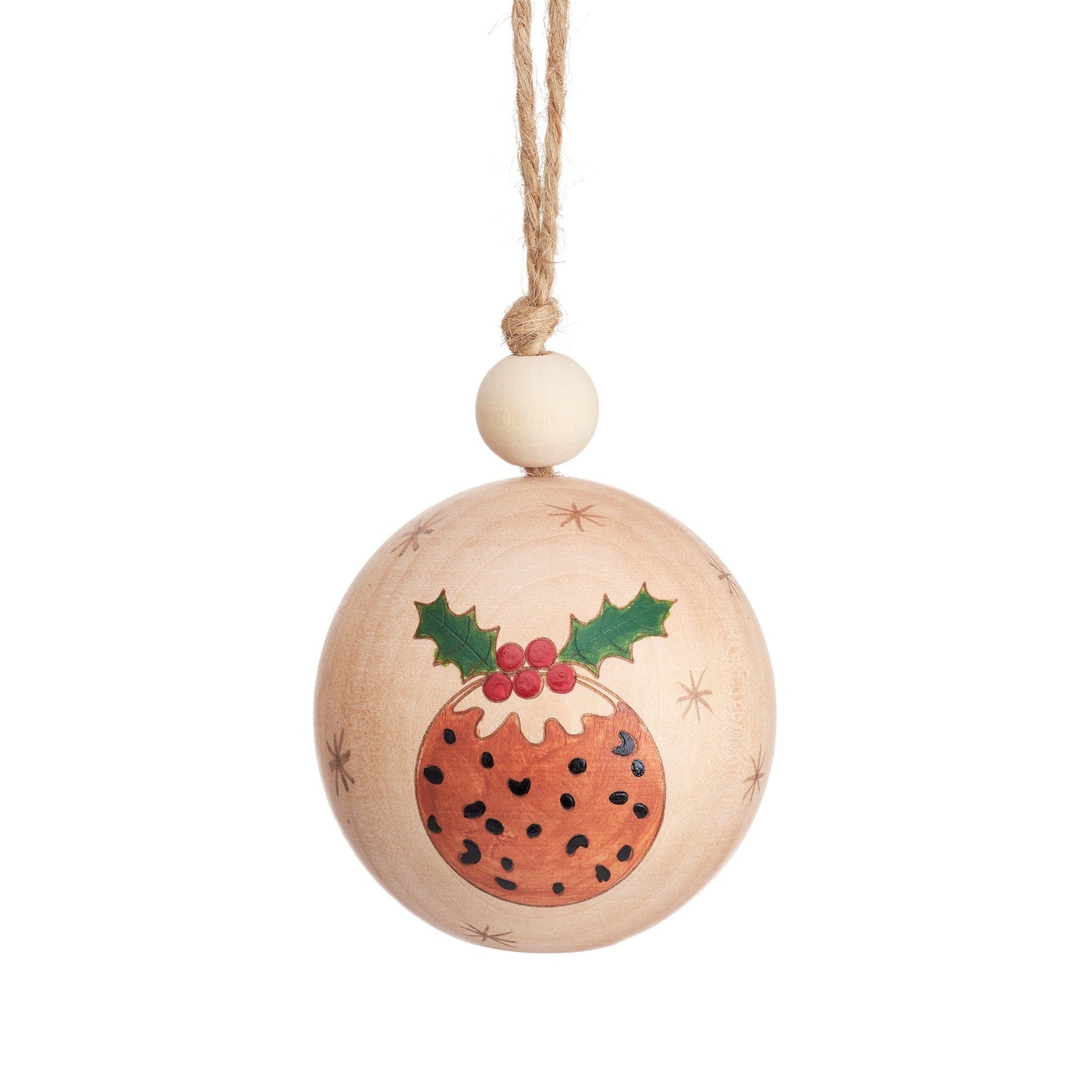 Wooden Christmas Pudding Christmas Tree Bauble