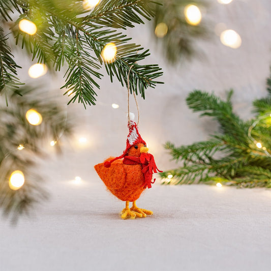 Festive Chicken Felt Christmas Tree Decoration