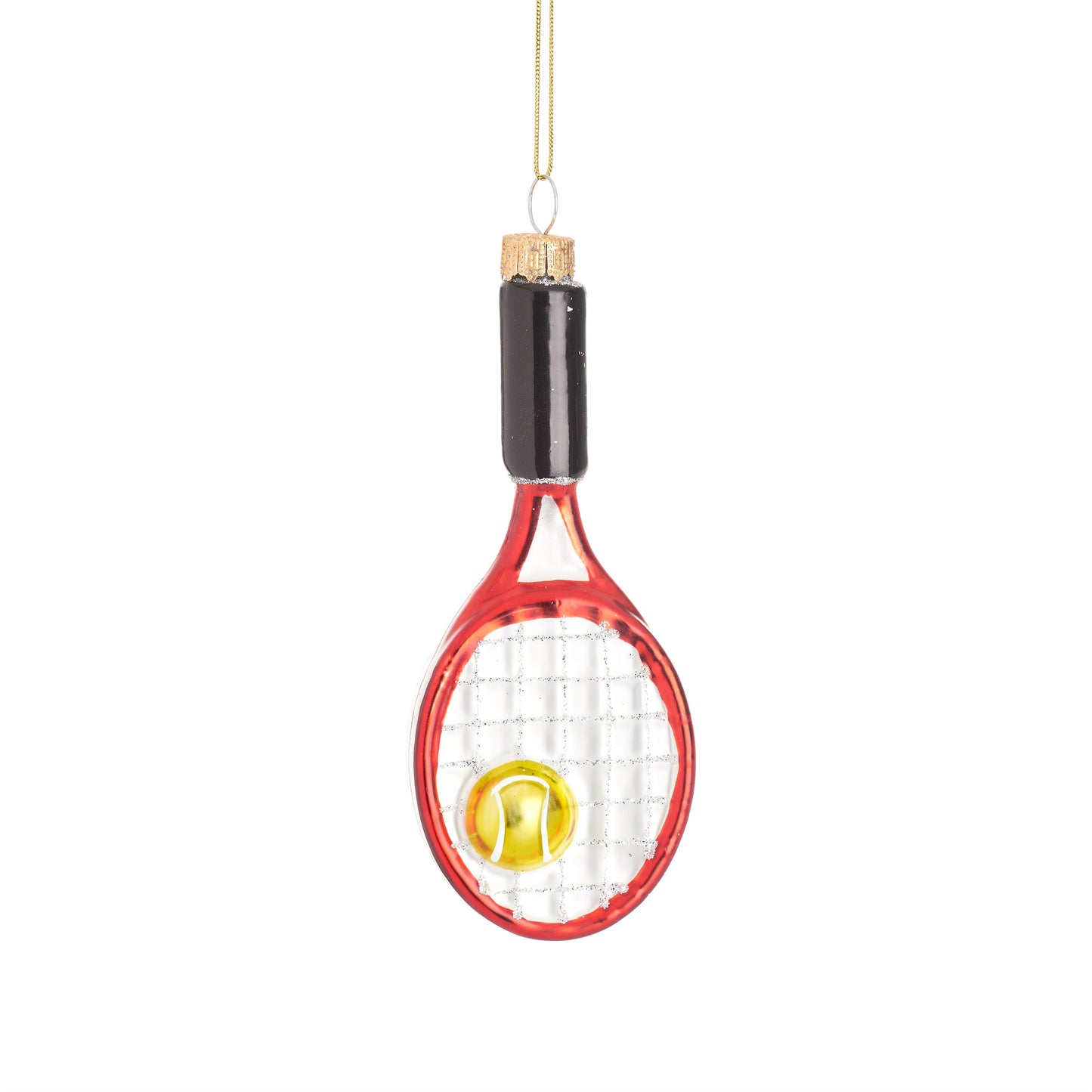 Tennis Racket Glass Christmas Tree Decoration