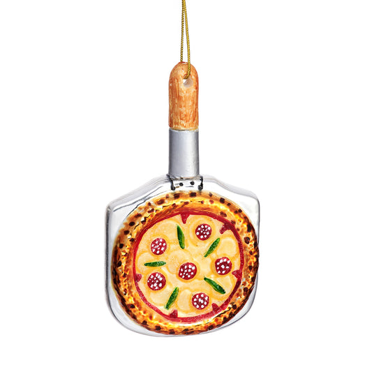 Pizza on a Board Glass Christmas Tree Bauble