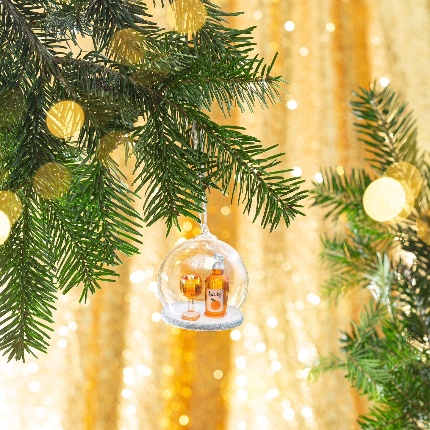 Orange Christmas Spritz Glass Dome Christmas Tree Decoration