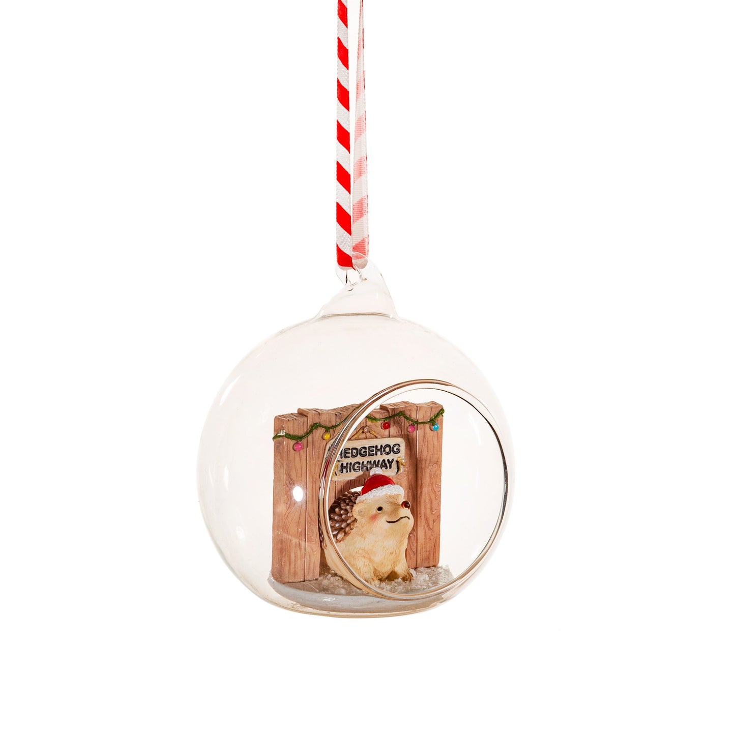 Hedgehog Highway Glass Dome Christmas Tree Decoration