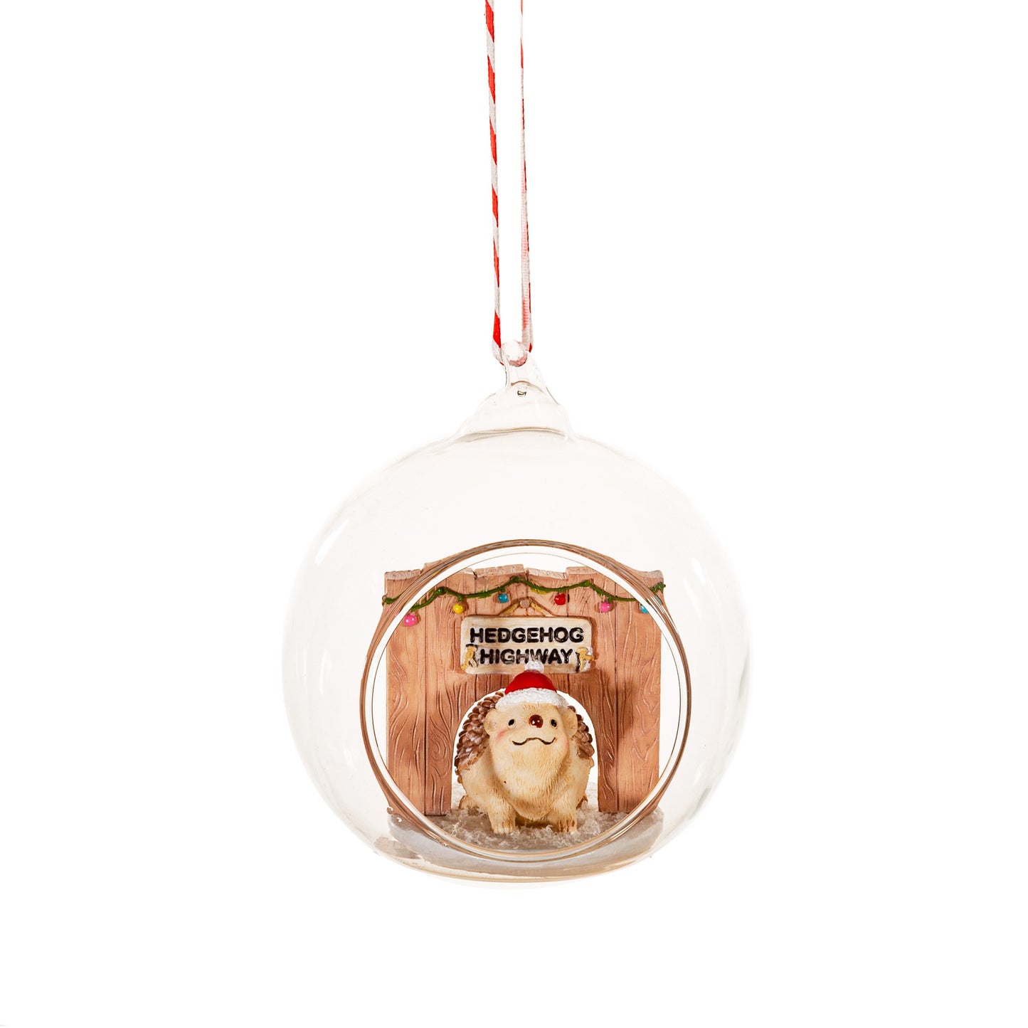 Hedgehog Highway Glass Dome Christmas Tree Decoration