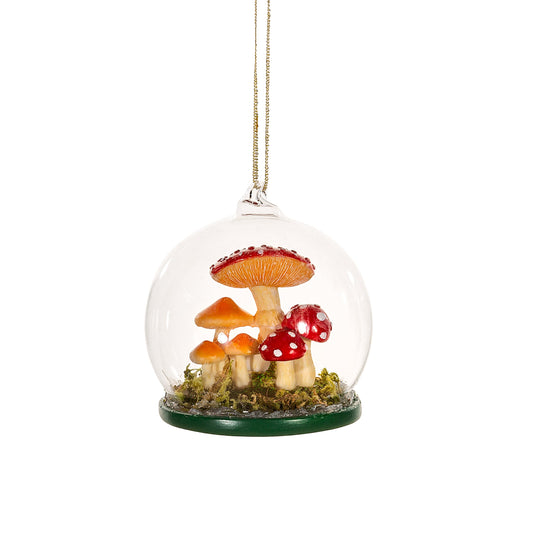 Forest Mushrooms Glass Dome Christmas Tree Decoration