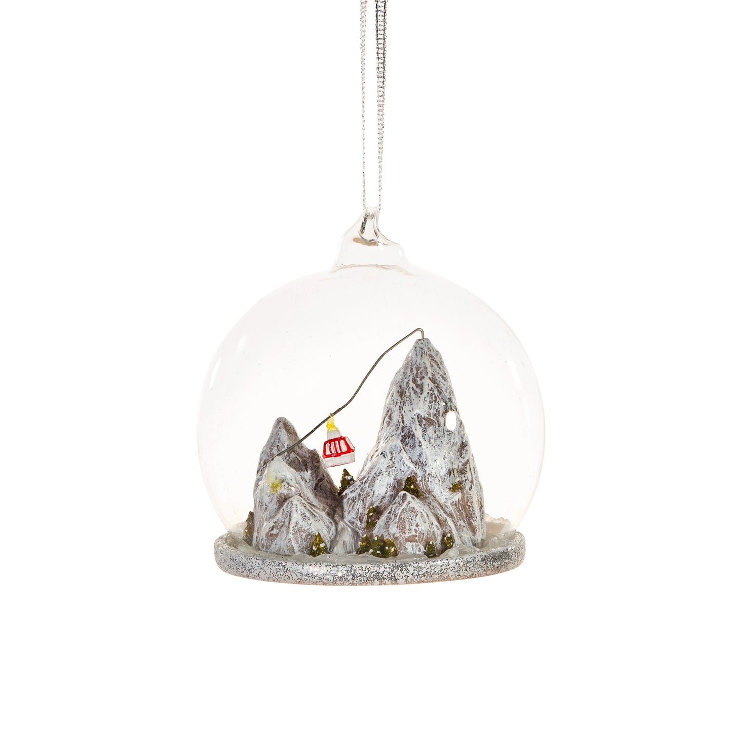 Magical Ski Mountain Snow Dome Christmas Tree Decoration