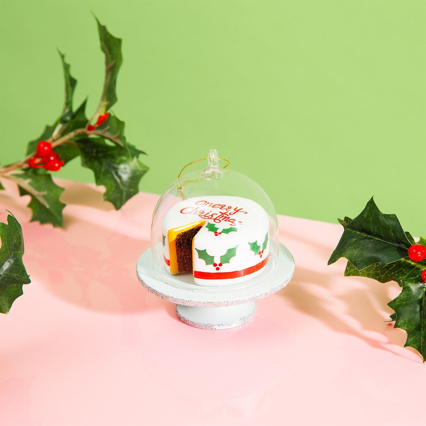 Christmas Cake Glass Dome Tree Hanging Bauble