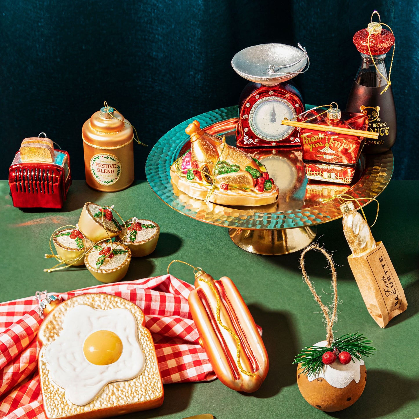 Fried Egg on Toast Glass Christmas Tree Decoration
