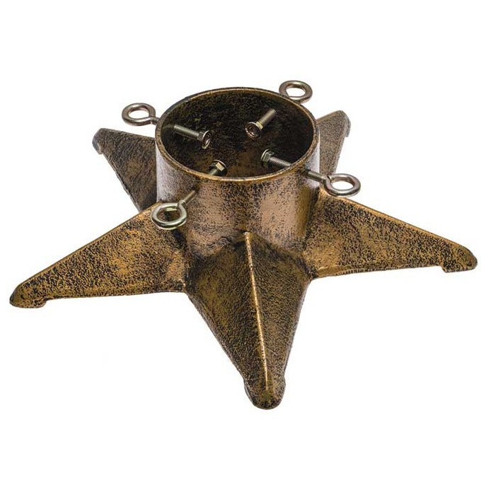 5 pointed star in Antique gold, give your Christmas tree a festive base.  This cast iron Christmas Tree stand is pretty and practical suitable for upto 7ft tree.