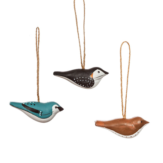Wooden Birds Christmas Tree Decorations (Blue, Black or Brown)
