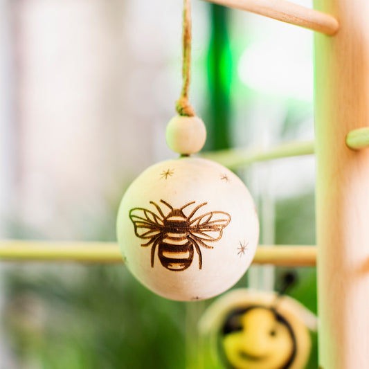 Wooden Bee Christmas Tree Baubles