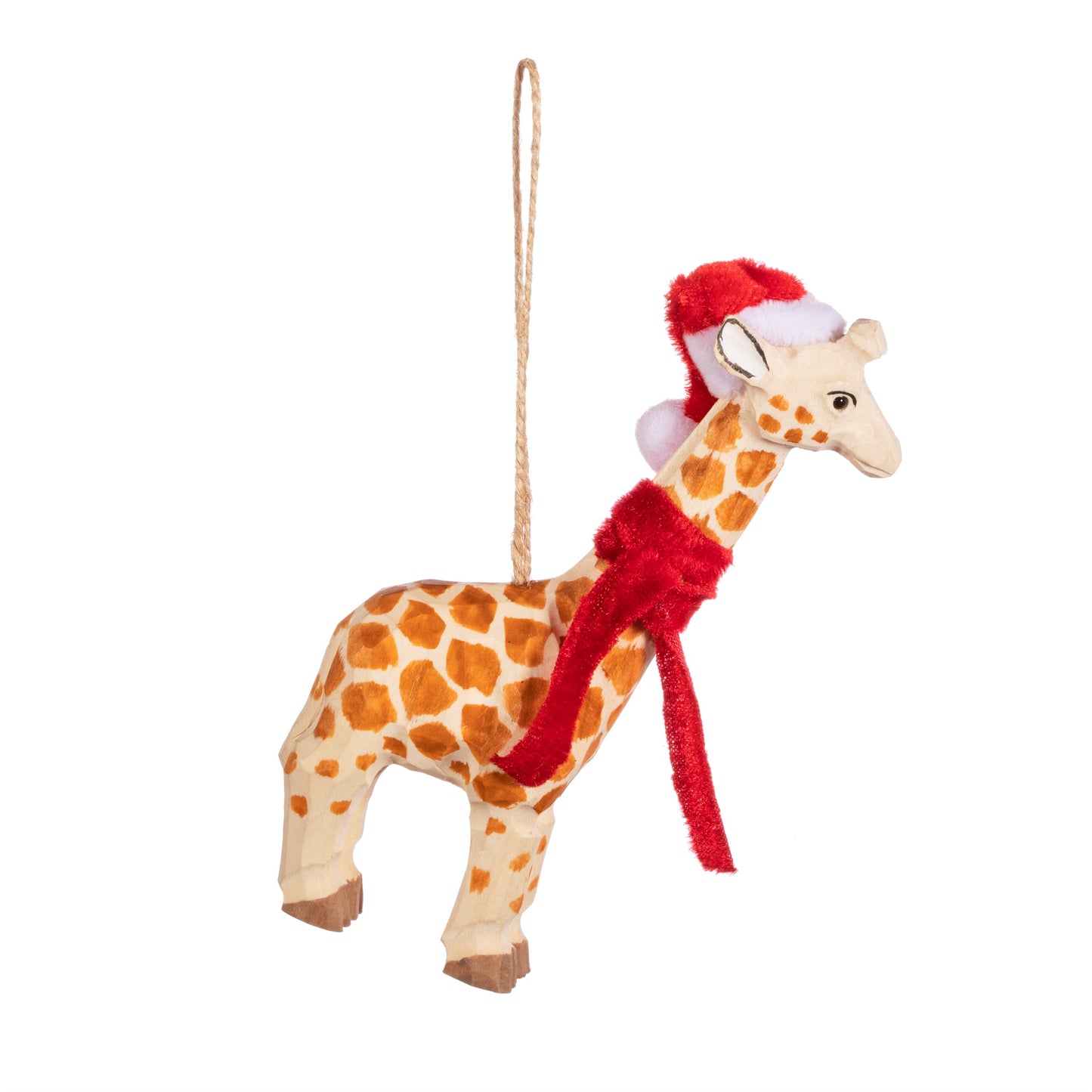 Festive Giraffe Wooden Christmas Tree Decoration