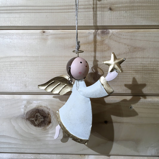 Large hanging angel holding a golden star Christmas tree  decoration