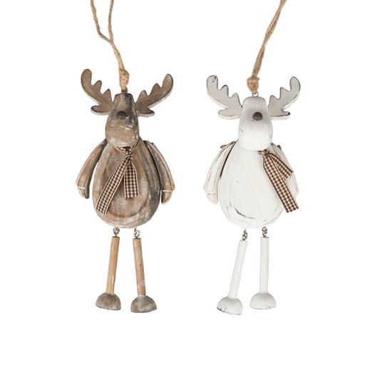 Rustic Reindeer Christmas Tree Decorations (White or Brown)