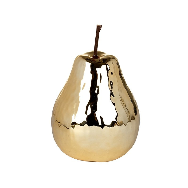 Golden Ceramic Pear Christmas Decoration