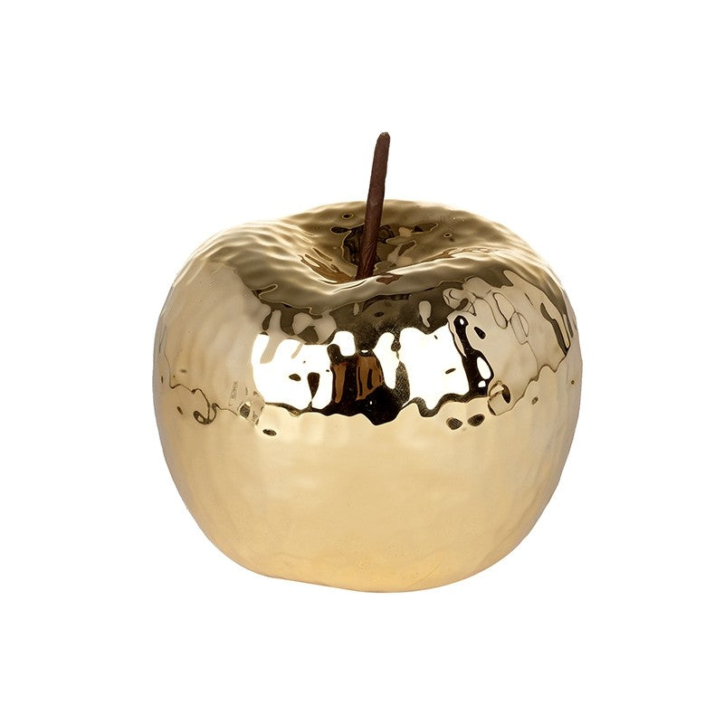 Golden Ceramic Apple Christmas Decoration