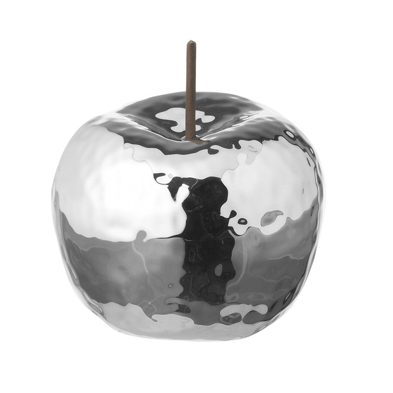 Silver Ceramic Apple Christmas Decoration