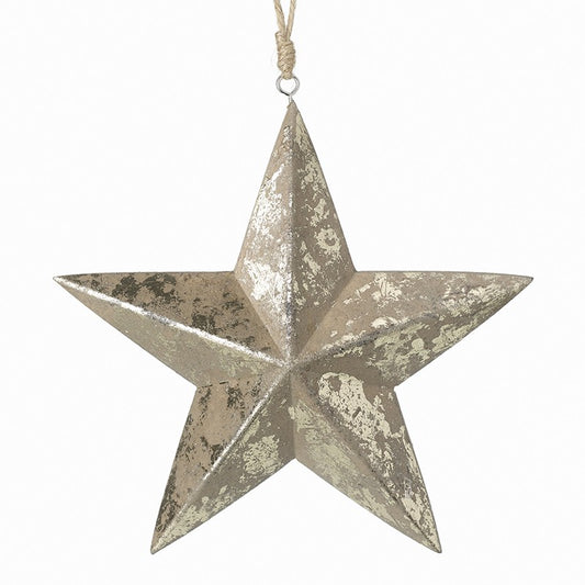 Large Mottled Gold Star Hanging Christmas Decoration