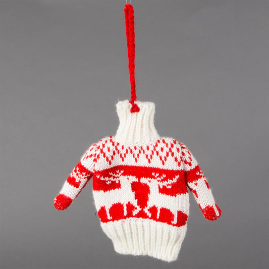 Extremely cute, retro knitted Christmas jumper in red and white.
