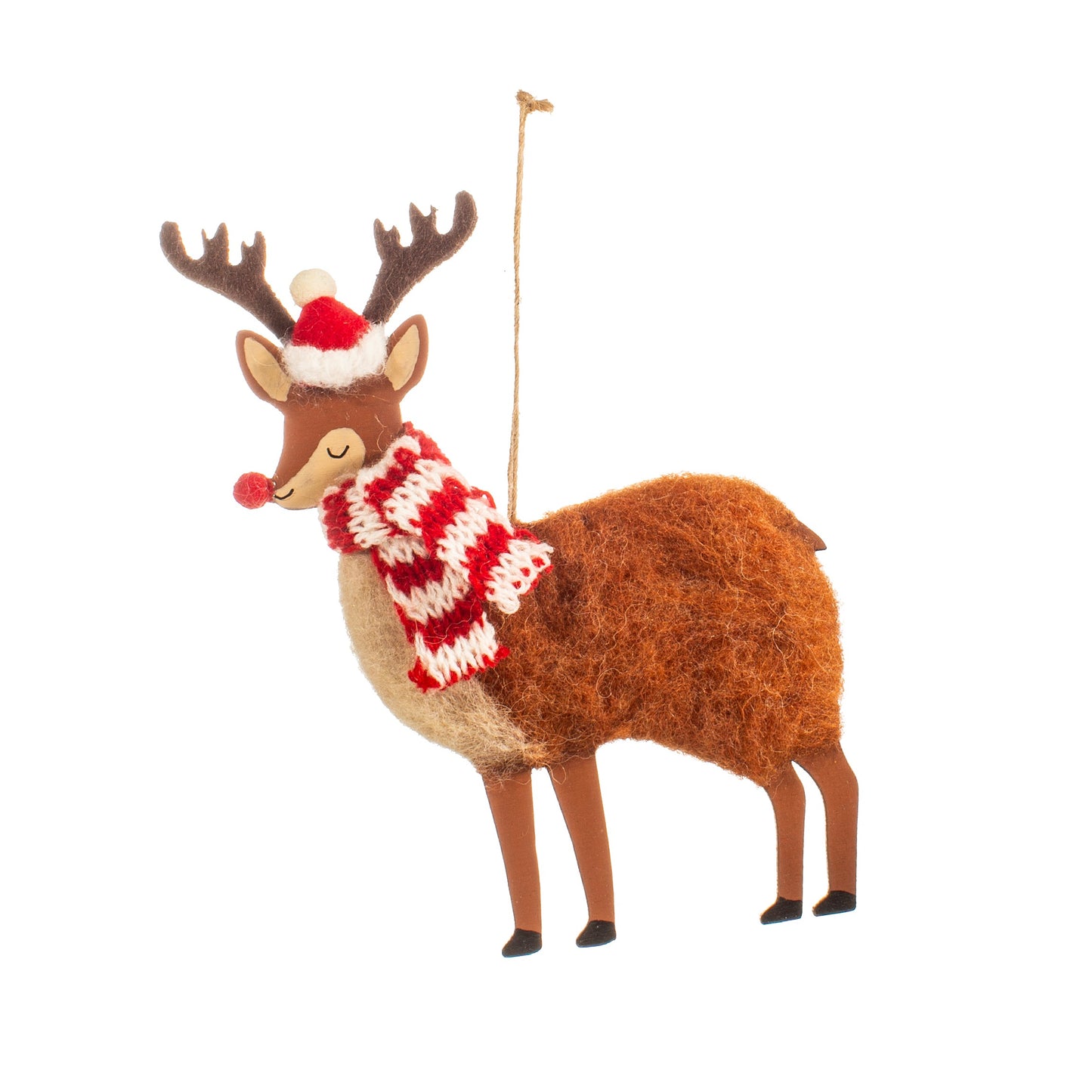 Festive Reindeer Felt Christmas Tree Decoration