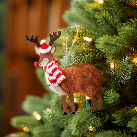 Festive Reindeer Felt Christmas Tree Decoration