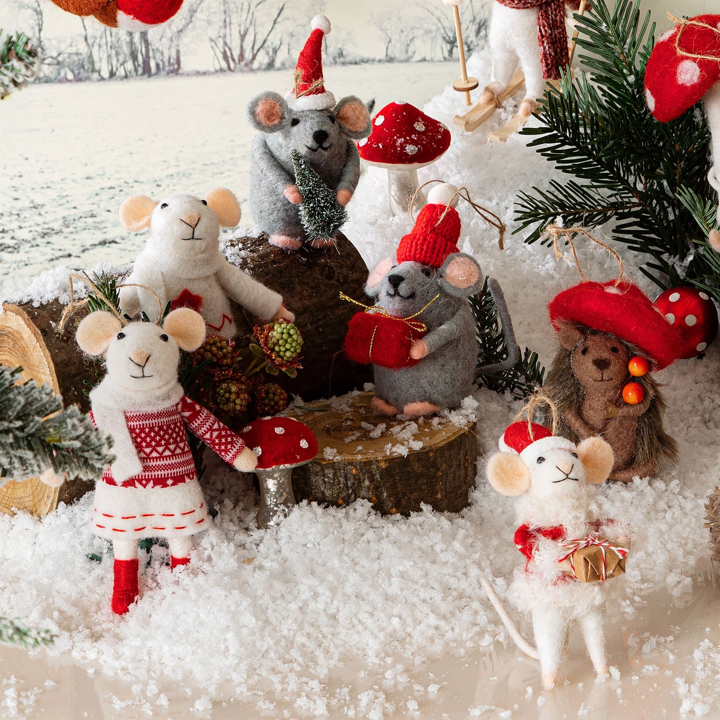 Woodland Felt Hedgehog Christmas Tree Decoration