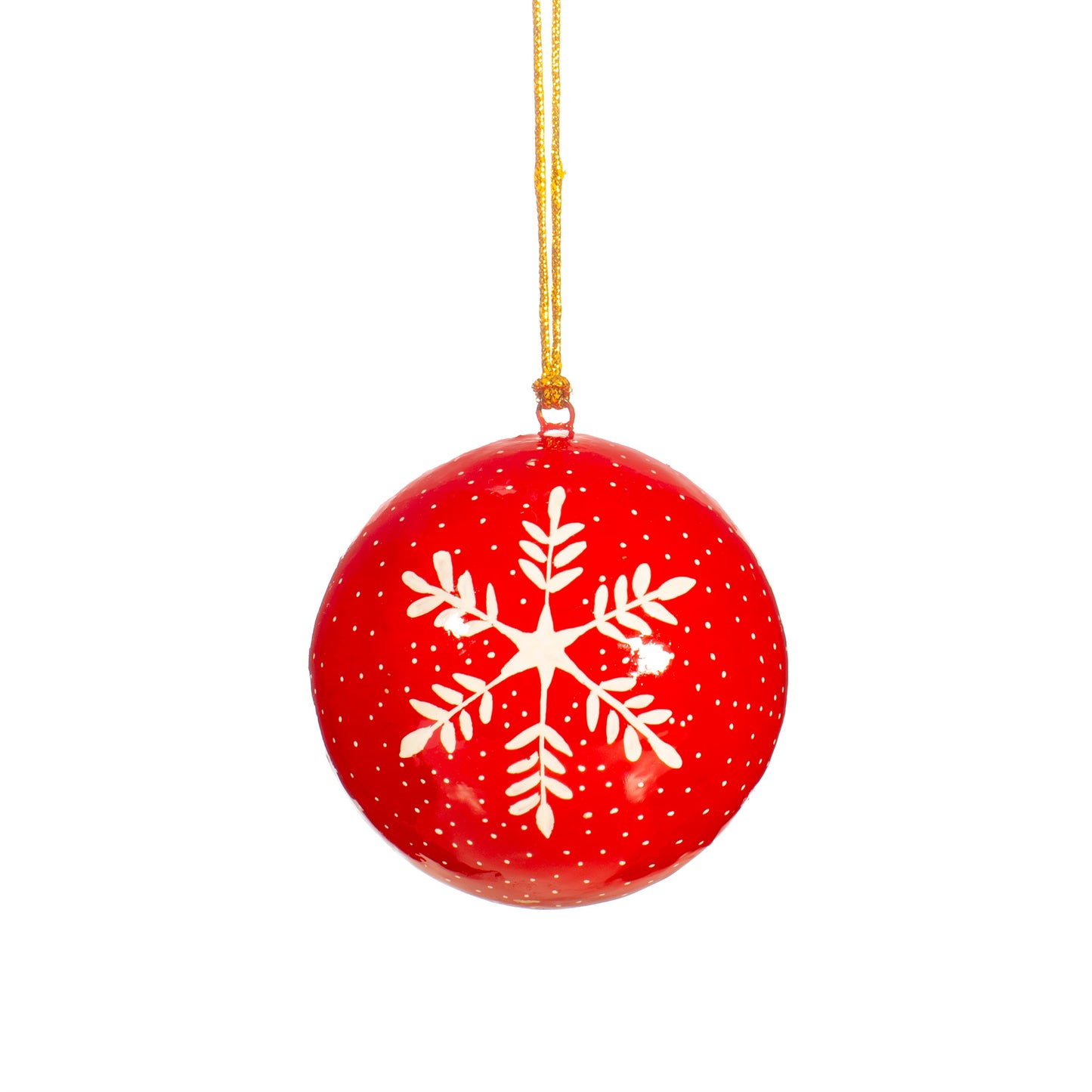 Red Snowflake Papier-mâché Christmas Tree Bauble
