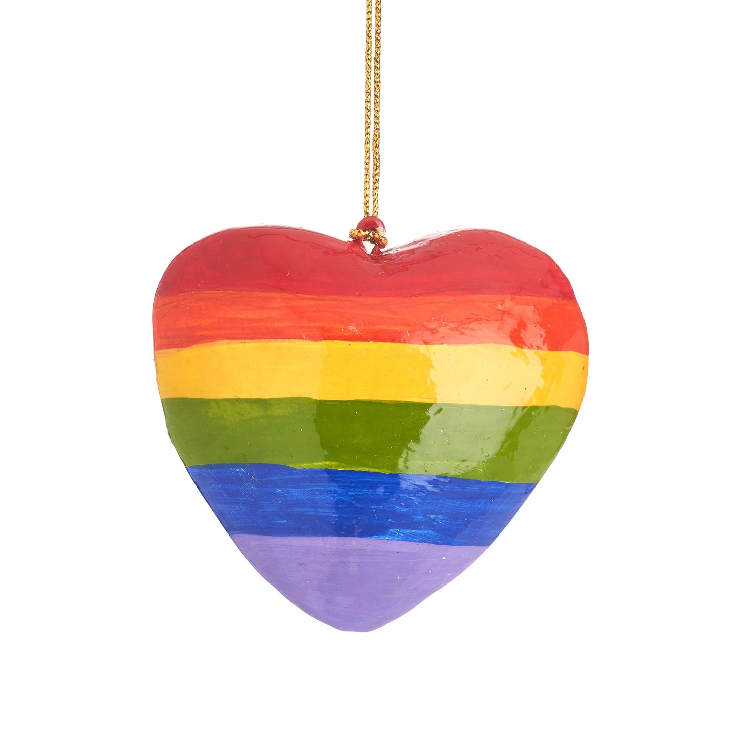 Rainbow Heart Papier-mâché Christmas Tree Decoration