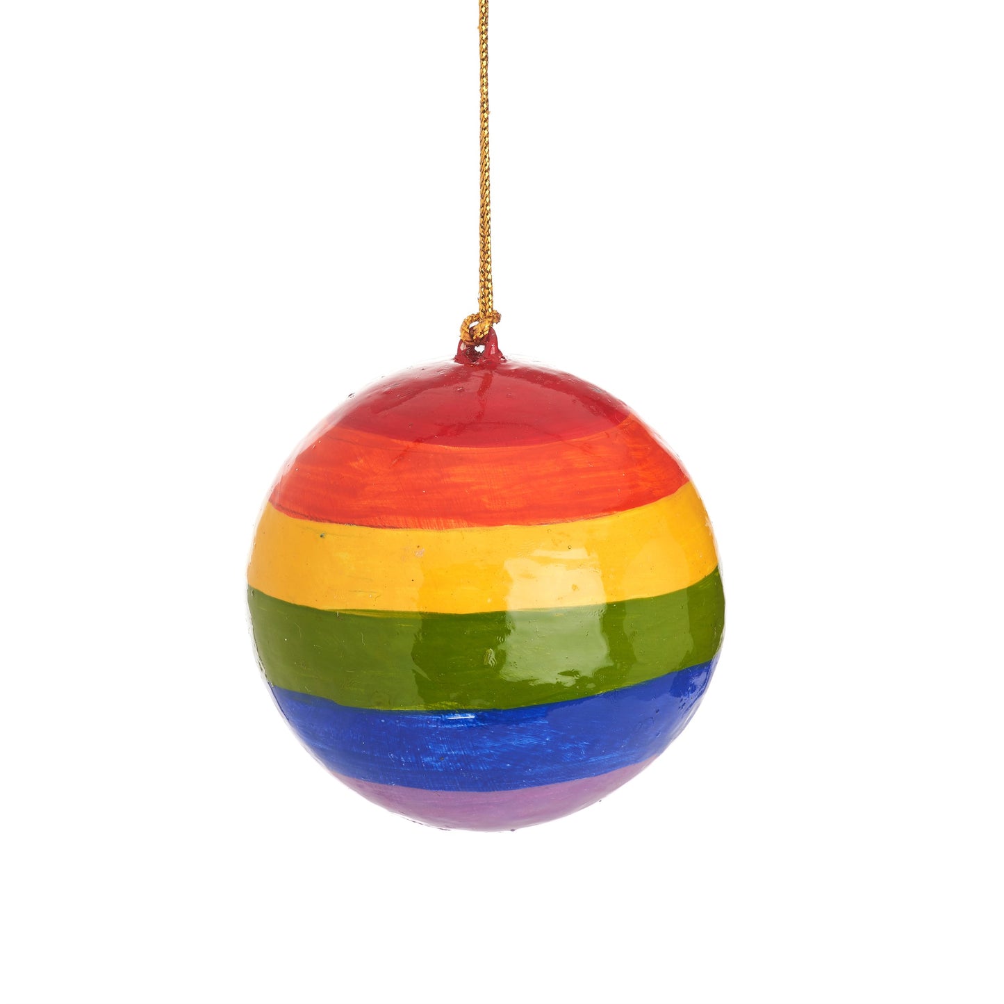 Rainbow Striped Papier-mâché Christmas Tree Bauble