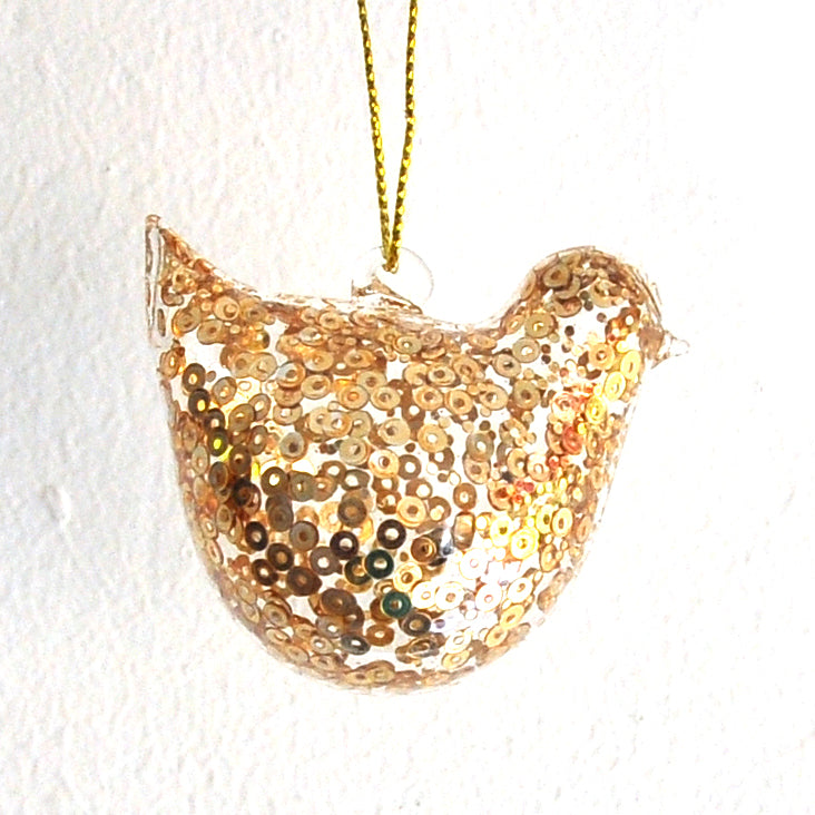 Glitter Bird Glass  Hanging Tree Decoration for Christmas Trees