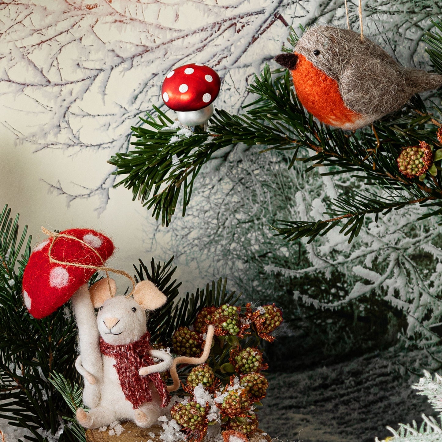 Woodland Felt Mouse Christmas Tree Decoration