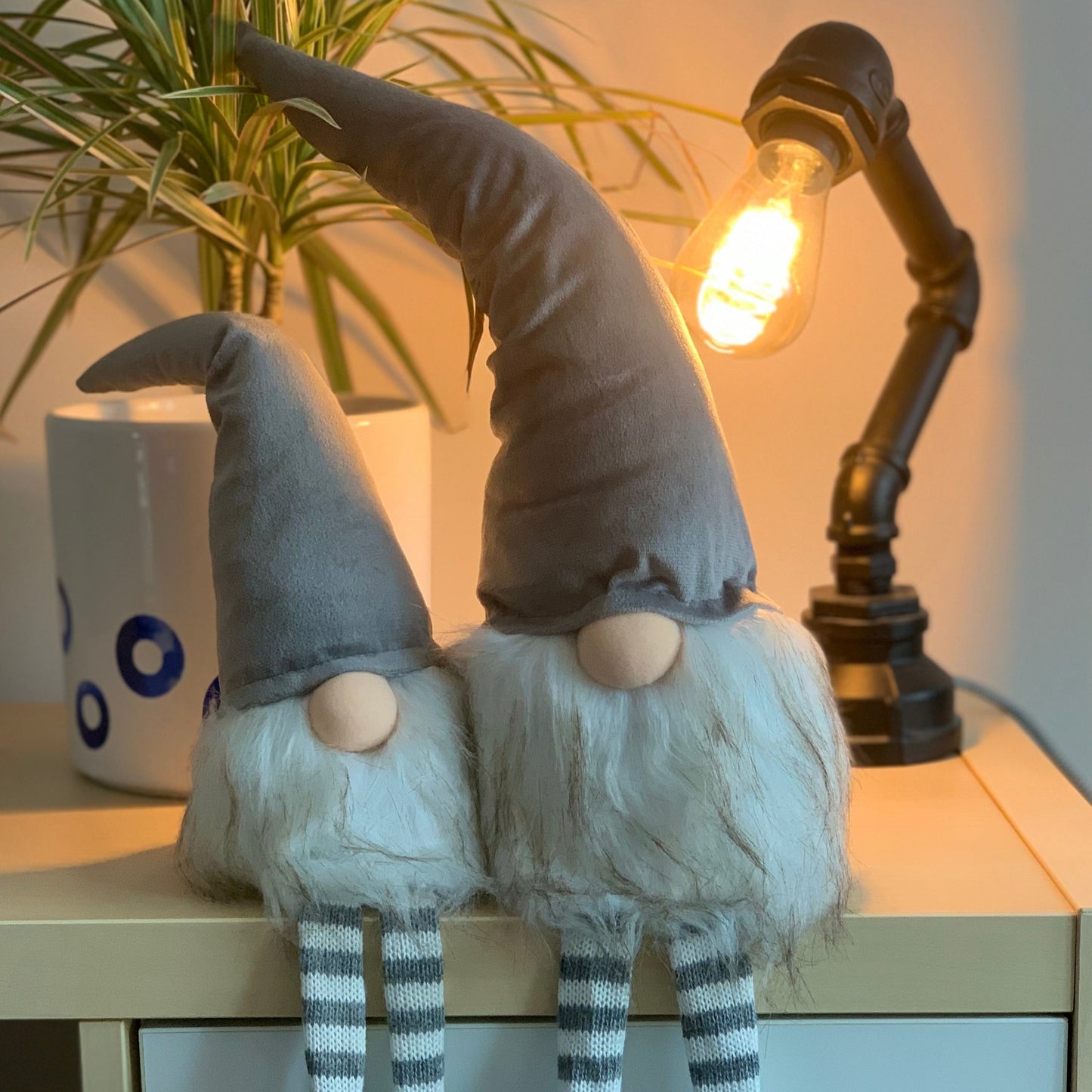 Gonks in Grey Hats and Striped Socks Christmas Toy (Set of 2)