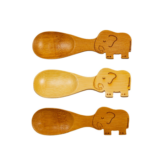 A planet-friendly everyday reusable, this gorgeous bamboo set of 3 spoons feature a lovely elephant design.