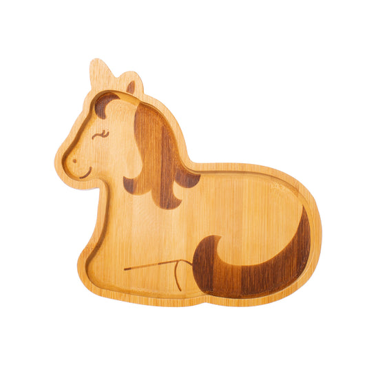 Planet-friendly everyday reusable bamboo plate, featuring a magical unicorn design.