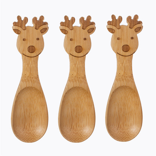 Reindeer Bamboo Spoons Set of 3