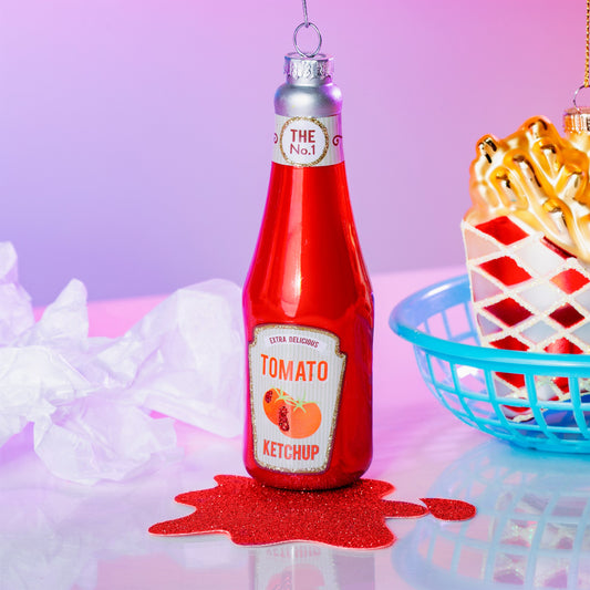 Fun tomato ketchup bottle decoration for your Christmas tree or home. Get those taste buds tingling!