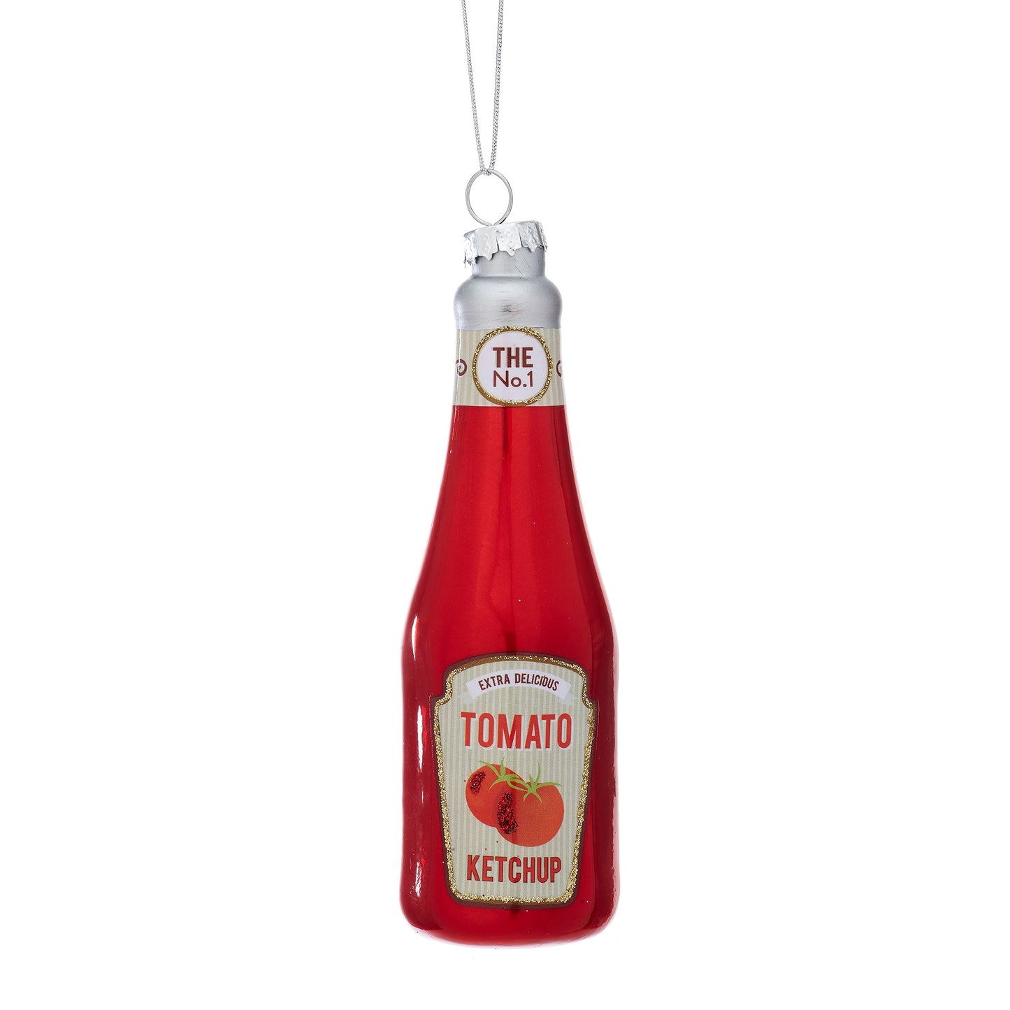 Fun tomato ketchup bottle decoration for your Christmas tree or home. Get those taste buds tingling!