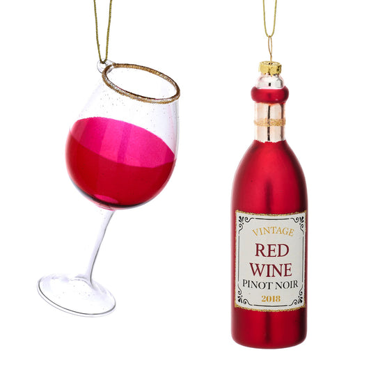 Kick start the Christmas party with these classy red wine and wine glass hanging decorations for your tree! They would make a great gift for Secret Santa!