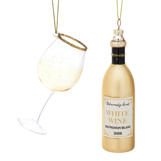 Kick start the Christmas party with these classy white wine and wine glass hanging decorations for your tree! They would make a great gift for Secret Santa!