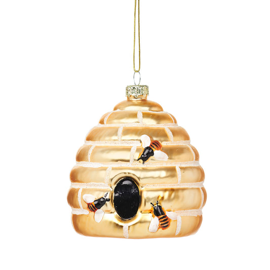 Make your Christmas tree a little sweeter this year with this mini beehive, complete with mini bees, hanging glass Christmas tree decoration.