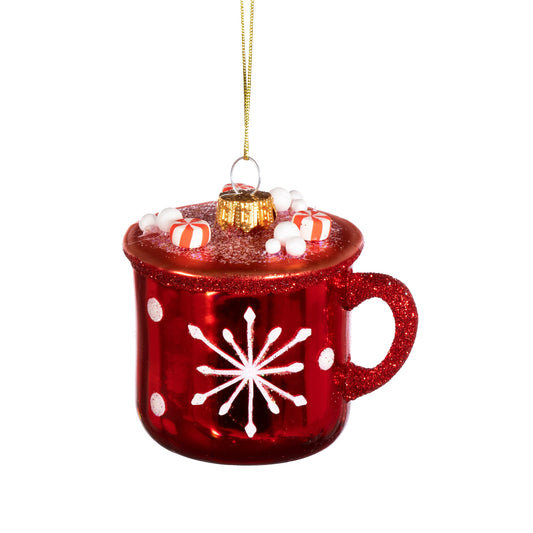 Red Enamel Hot Chocolate Glass Christmas Tree Decoration