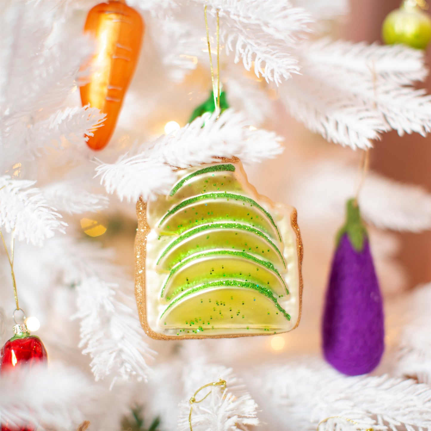 Avocado on Toast Glass Christmas Tree Decoration