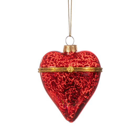 Gold or Red Antique Style Heart Trinket Christmas Tree Decoration