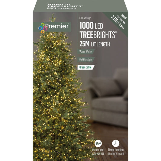 1000 Warm White Treebright LED String Indoor & Outdoor Lights for 7ft Tree (25m)