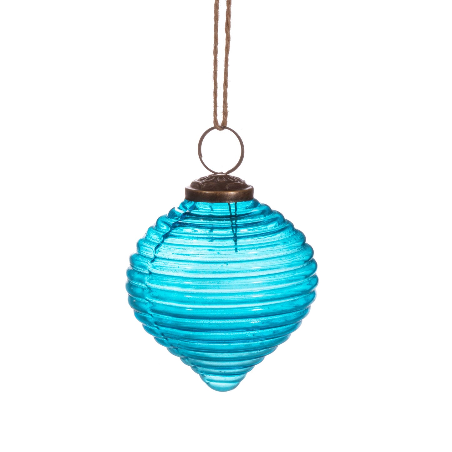 Rippled Recycled Glass Christmas Tree Baubles (Blue, Green and Clear)
