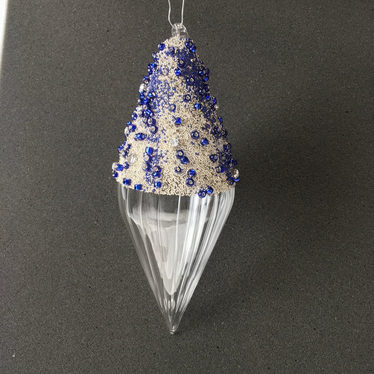 Blue Beaded Handmade Glass Finial Hanging Decorations for Weddings, Wall or Window Decorations and Christmas Decorations