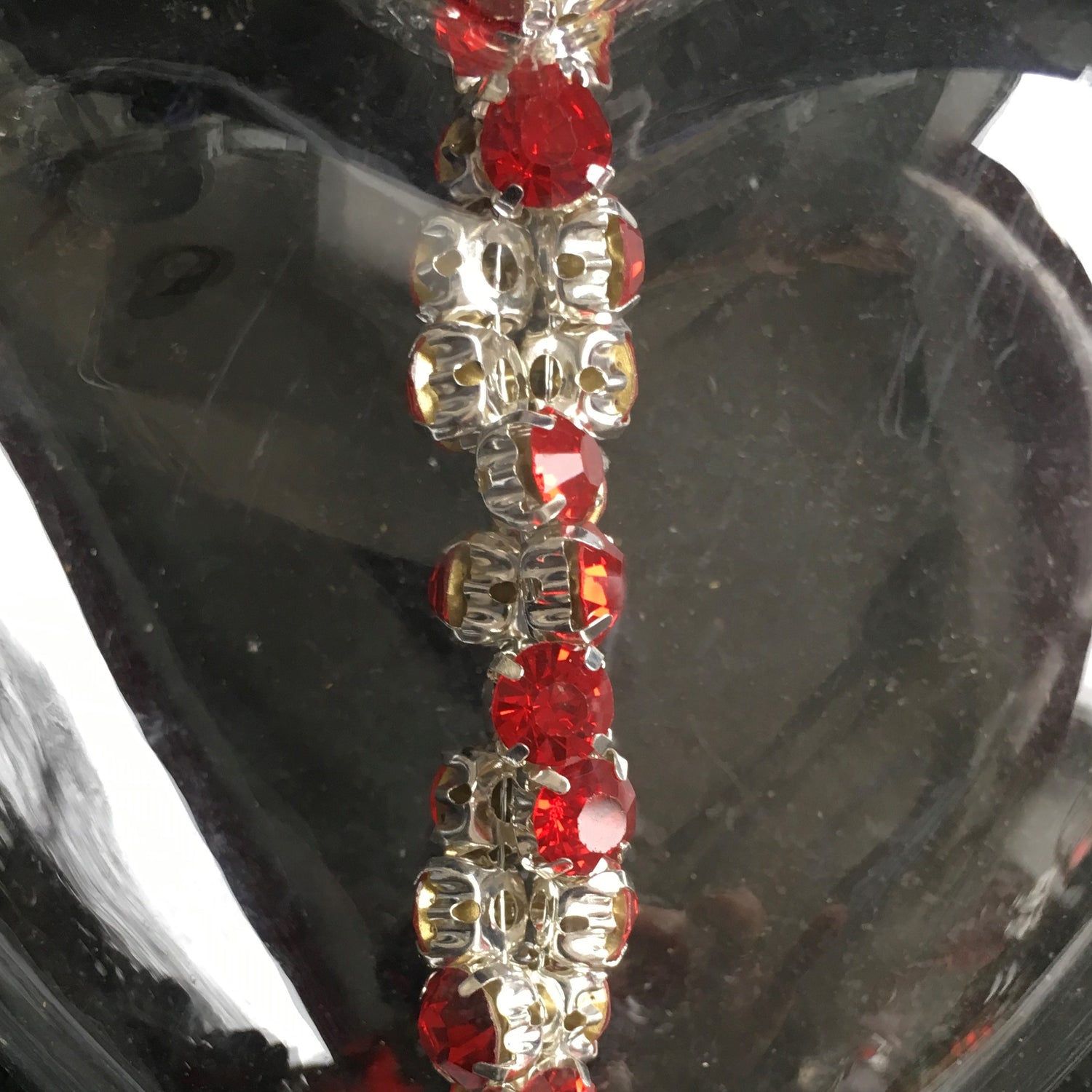 Clear Handmade Glass Decoration with Red and Diamonte Sparkles For The Christmas Tree