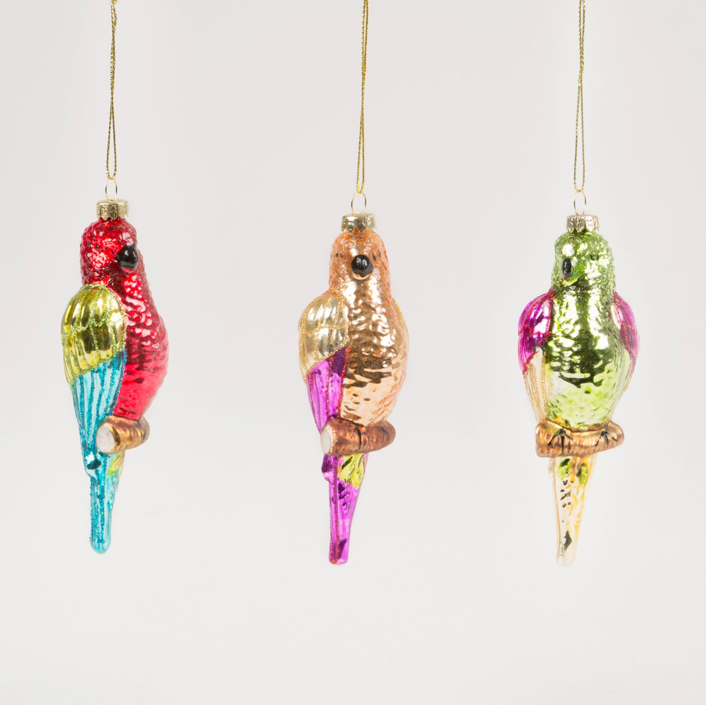 Glass Parrots Hanging Christmas Tree Decorations