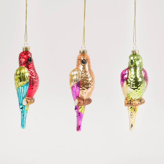 Glass Parrots Hanging Christmas Tree Decorations